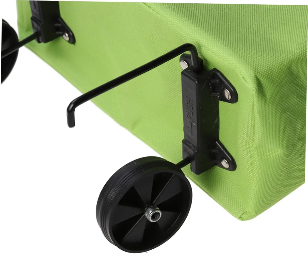 Homoyoyo Collapsible Shopping Cart Portable Luggage Cart Lightweight Folded Bag for for Shopping Travel Gym and Camping Green
