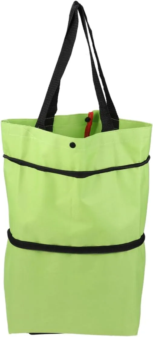 Homoyoyo Collapsible Shopping Cart Portable Luggage Cart Lightweight Folded Bag for for Shopping Travel Gym and Camping Green