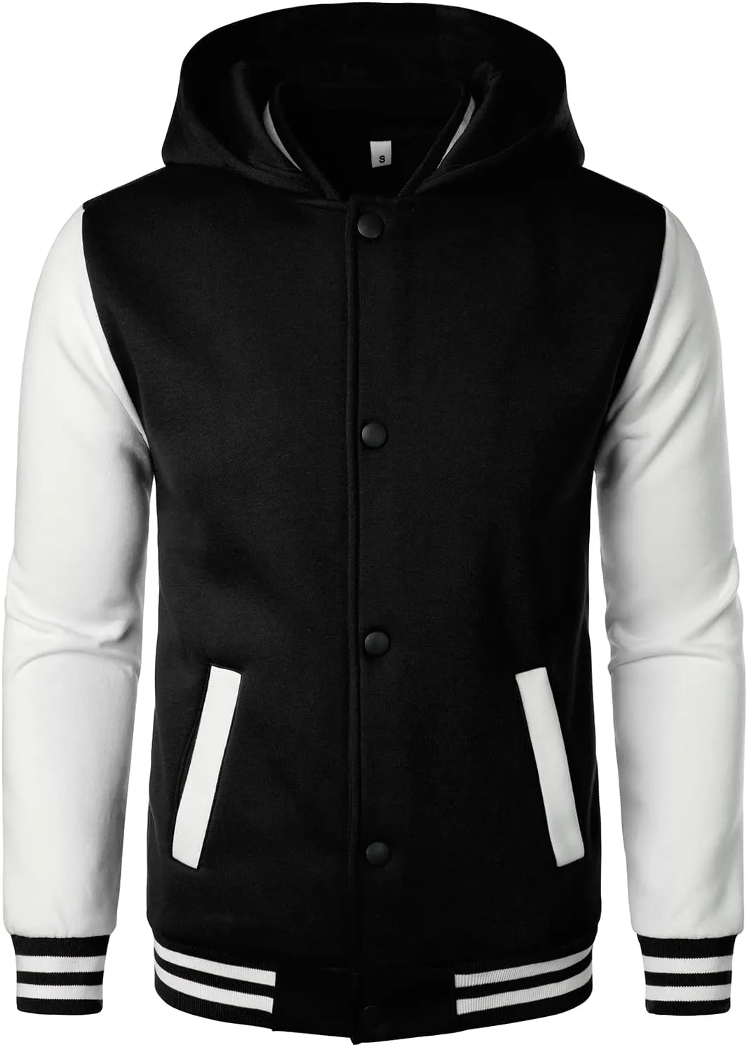 HOOD CREW Mens Casual Sports Varsity Jacket Fashion Hooded Letterman Jackets