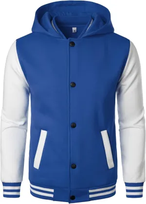 HOOD CREW Mens Casual Sports Varsity Jacket Fashion Hooded Letterman Jackets