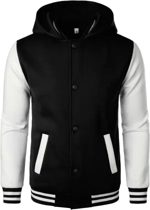 HOOD CREW Mens Casual Sports Varsity Jacket Fashion Hooded Letterman Jackets