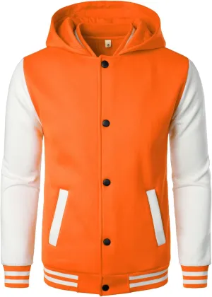 HOOD CREW Mens Casual Sports Varsity Jacket Fashion Hooded Letterman Jackets