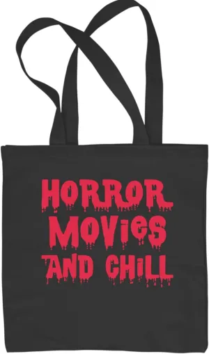 Horror Movies and Chill Reusable Shopping Tote Bag, Durable Cotton Canvas, Eco-Friendly, Stylish and Spacious