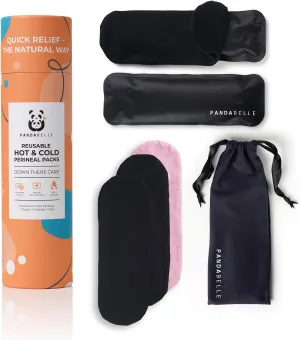 Hot & Cold Reusable Perineal Ice Pack with 4 Washable Cotton Sleeves & Carry Bag for Postpartum Perineal Pain, Hemorrhoids, C-Section Scar, Breastfeeding, Post-Waxing Hair Removal & More