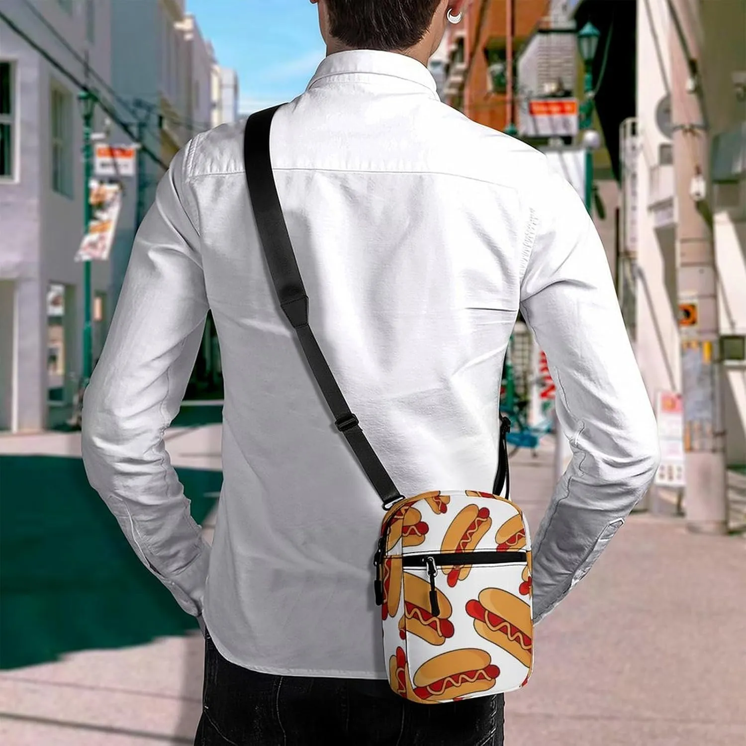 Hotdog Fun Food Hot Dog Detachable Shoulder Strap Small Shoulder Bag Unisex