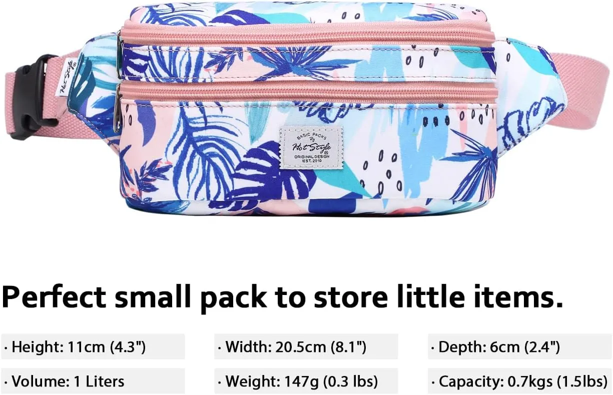 HotStyle 521s Fashion Fanny Pack Small Hiking Waist Bag, 8.0"x2.5"x4.3"