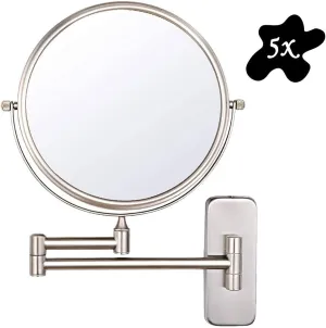 Household Bathroom Mirror, Double Expand Wall Mounted Cosmetic Mirror, 360-Rotated Portable, Makeup Apply, Contacts, Shaving (Color : Chrome)