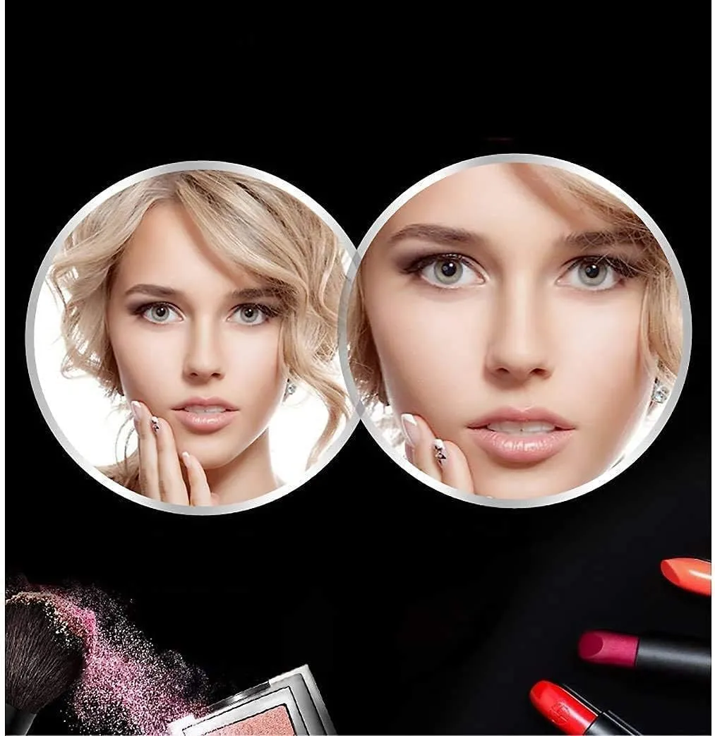 Household Bathroom Mirror, Double Expand Wall Mounted Cosmetic Mirror, 360-Rotated Portable, Makeup Apply, Contacts, Shaving (Color : Chrome)