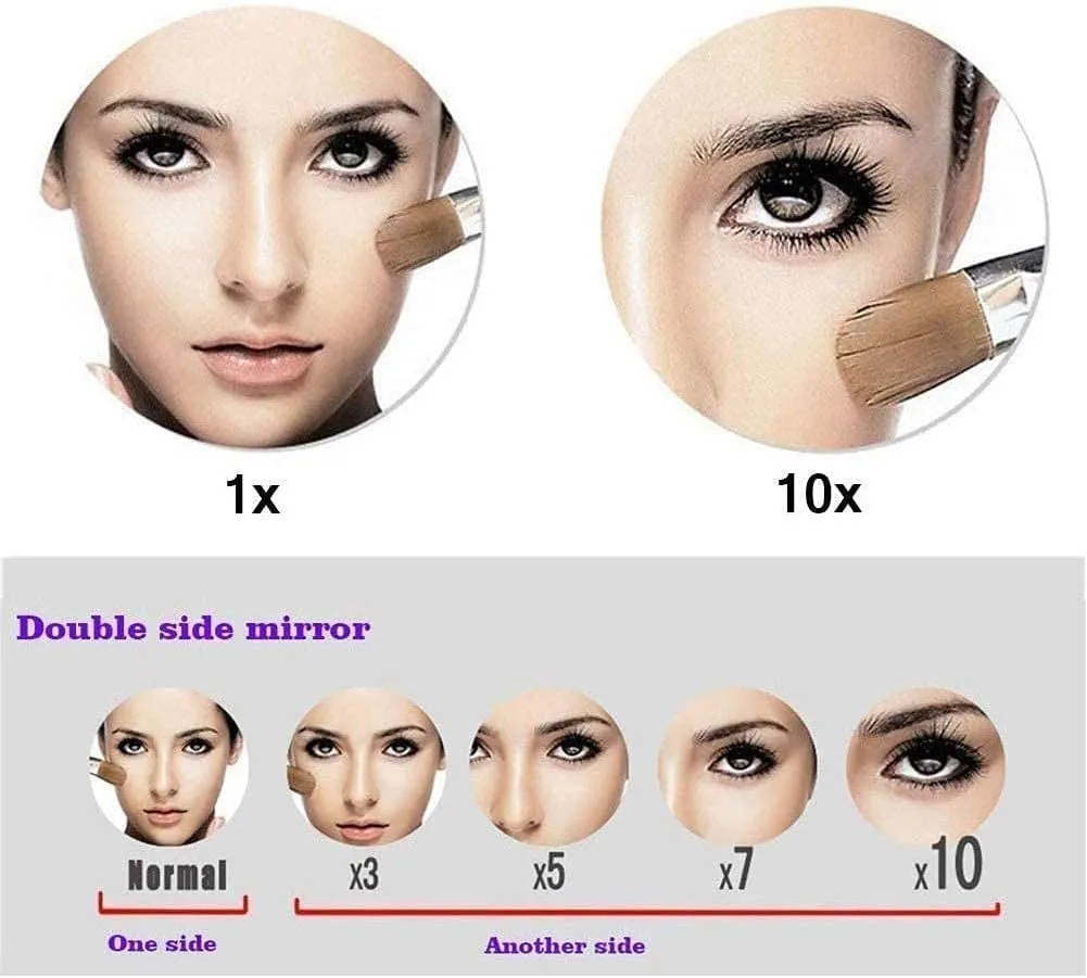 Household Bathroom Mirror, Double Expand Wall Mounted Cosmetic Mirror, 360-Rotated Portable, Makeup Apply, Contacts, Shaving (Color : Chrome)