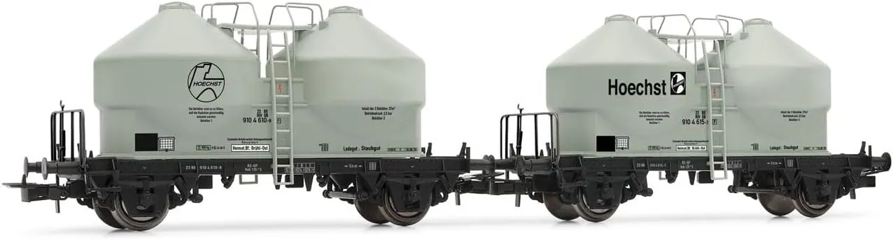 HR6574 DB 2-Unit Pack of 2-axle silo Wagon Ucs Grey Livery Höchs Rolling Stock - Wagons