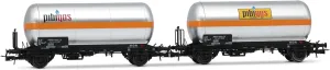 HR6621 FS, 2-Unit Pack 2-axle Gas Tank Wagons, Silver with Orange Stripe, Pibigas, ep. IVa Rolling Stock - Wagons