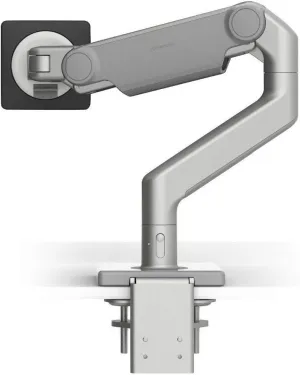 Humanscale M8.1 Adjustable Monitor Arm with Two Piece Clamp Mount and Base - Silver M81CMSBTB