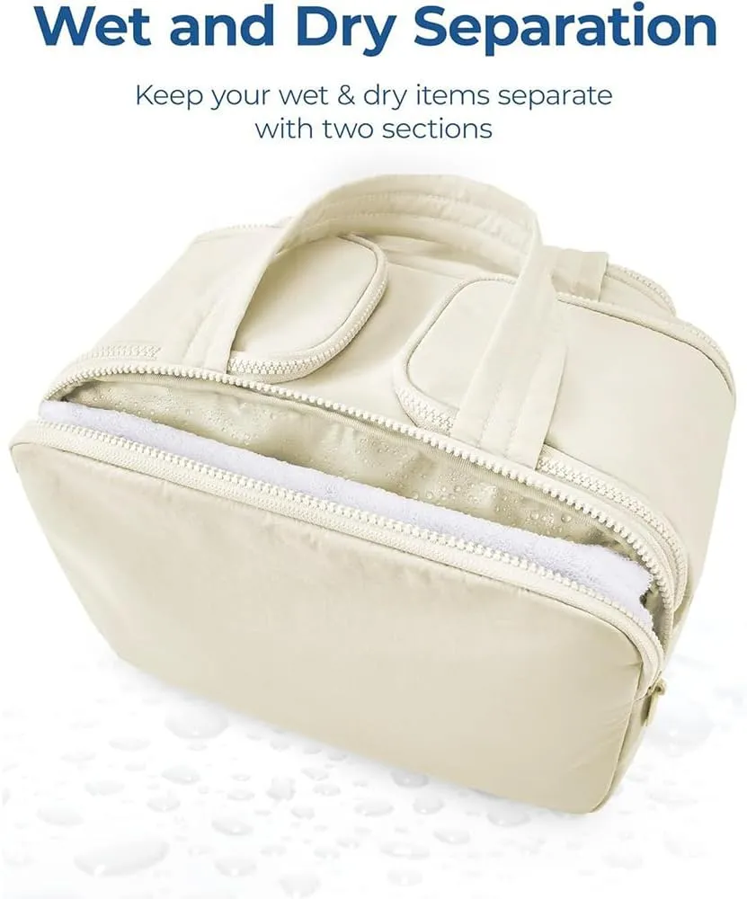 Humidity Travel Cosmetic Bag, Large Capacity Wide-Open Travel Cosmetic Bag, multi-functional toiletry bag,For Womentraveling, Essentials Toiletries. (Light blue)