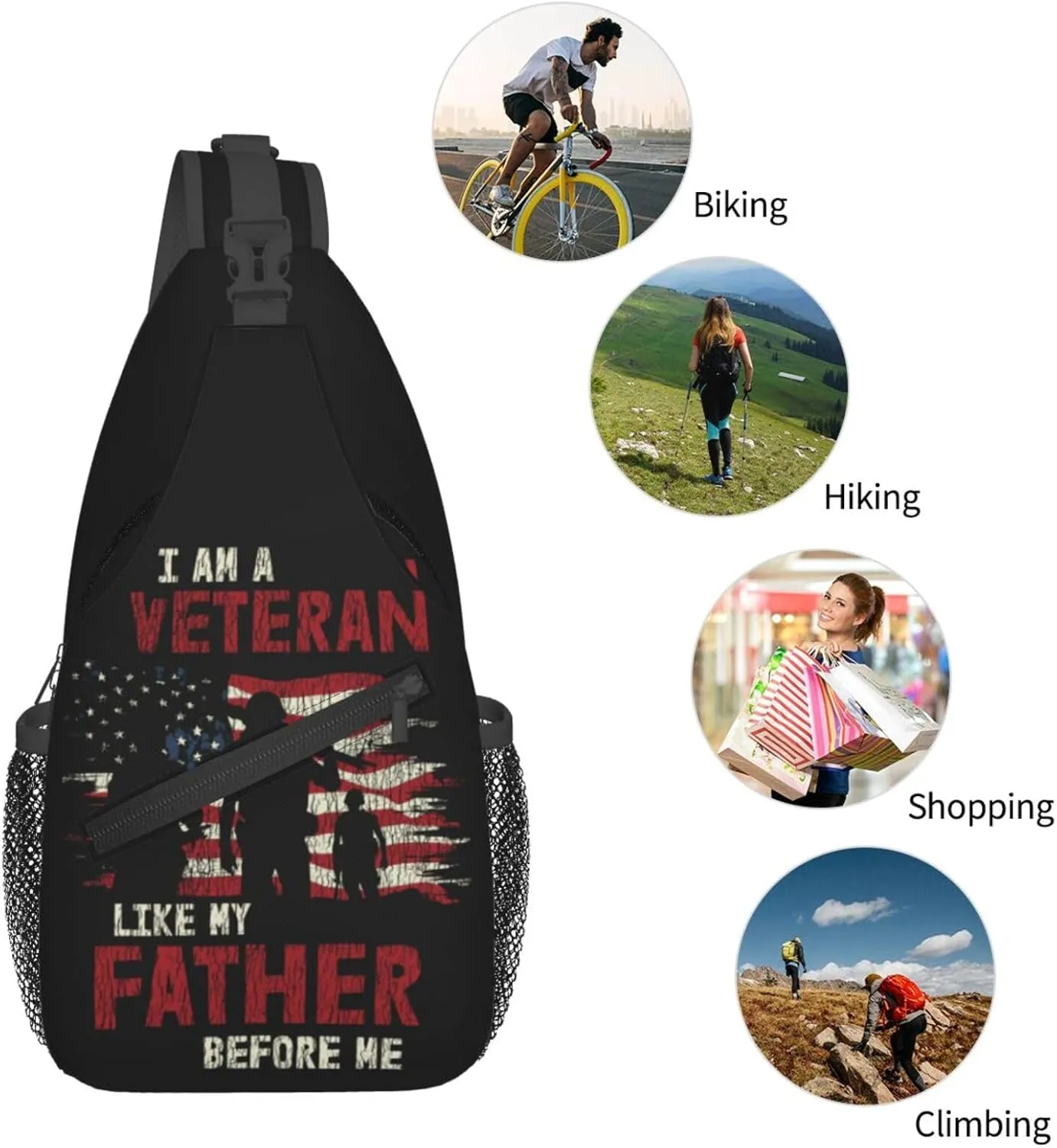 I Am A Veteran My Oath Of Enlistment Sling Bag Adjustable Crossbody Bag Casual Chest Bags Travel Shoulder Backpack