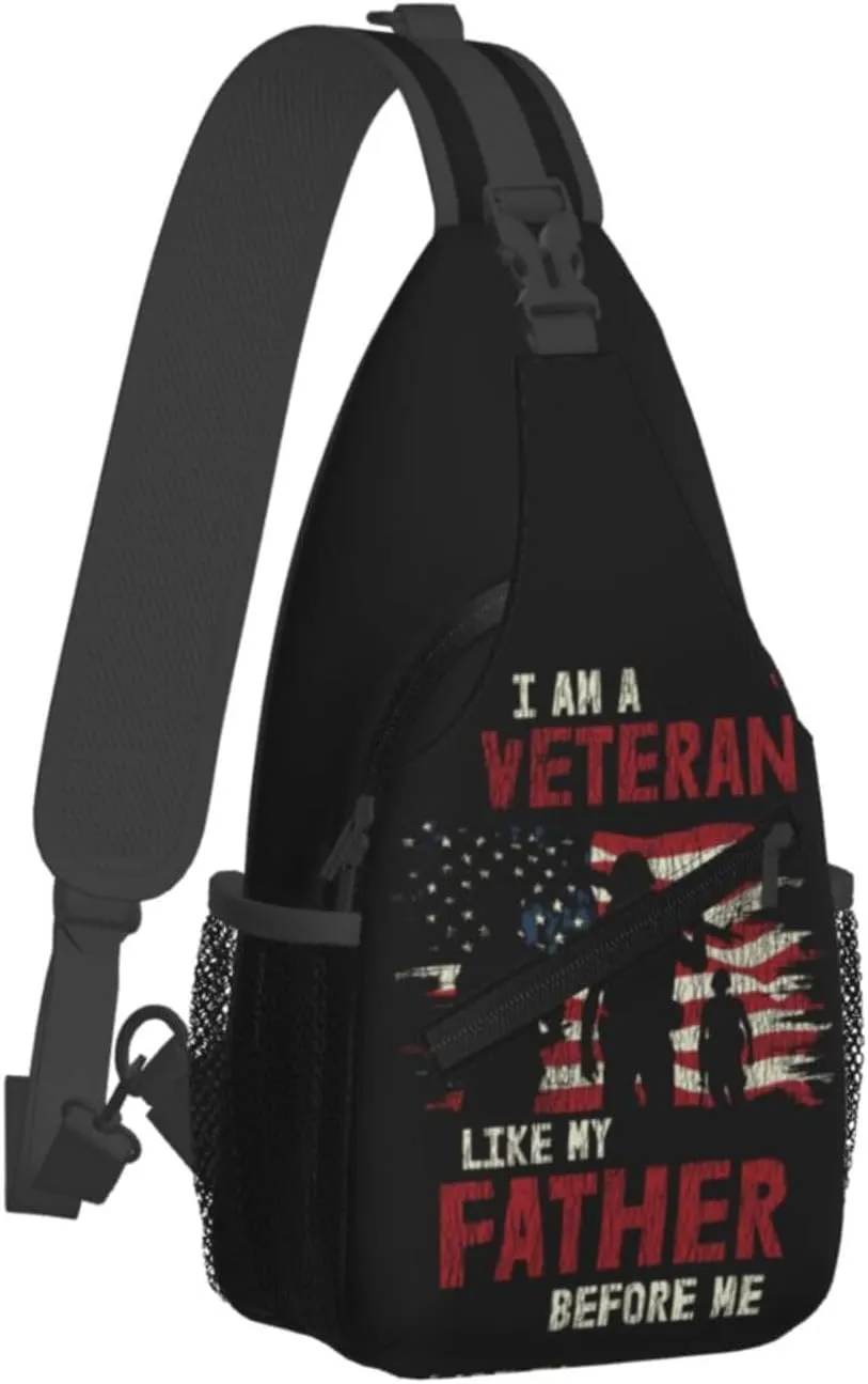 I Am A Veteran My Oath Of Enlistment Sling Bag Adjustable Crossbody Bag Casual Chest Bags Travel Shoulder Backpack