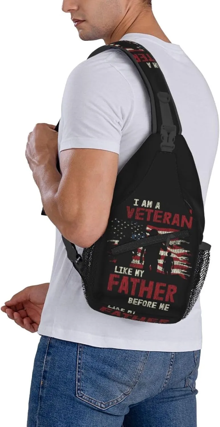 I Am A Veteran My Oath Of Enlistment Sling Bag Adjustable Crossbody Bag Casual Chest Bags Travel Shoulder Backpack