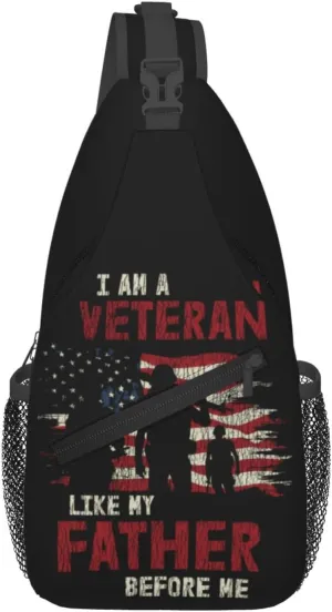 I Am A Veteran My Oath Of Enlistment Sling Bag Adjustable Crossbody Bag Casual Chest Bags Travel Shoulder Backpack
