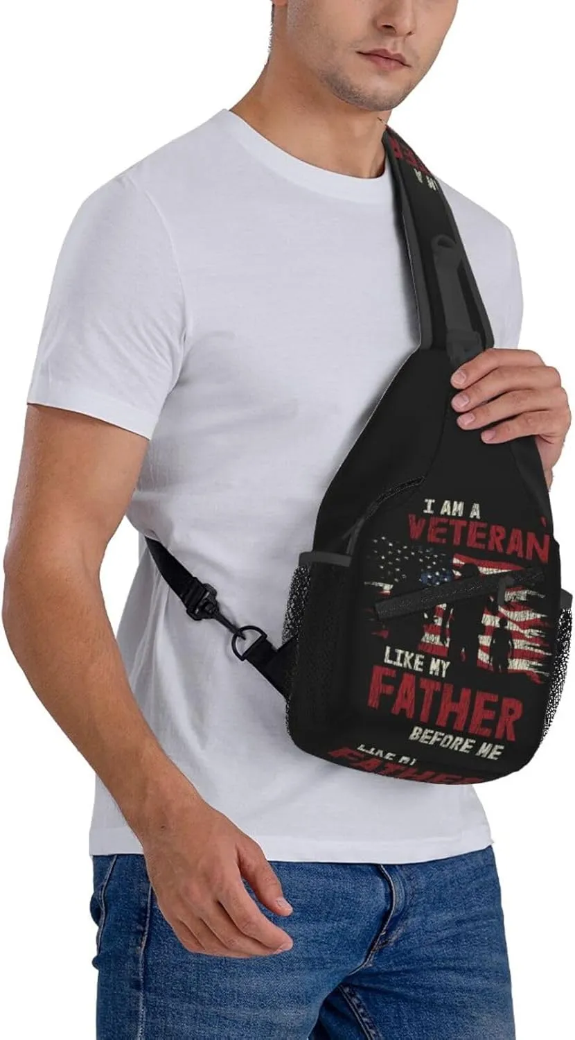I Am A Veteran My Oath Of Enlistment Sling Bag Adjustable Crossbody Bag Casual Chest Bags Travel Shoulder Backpack