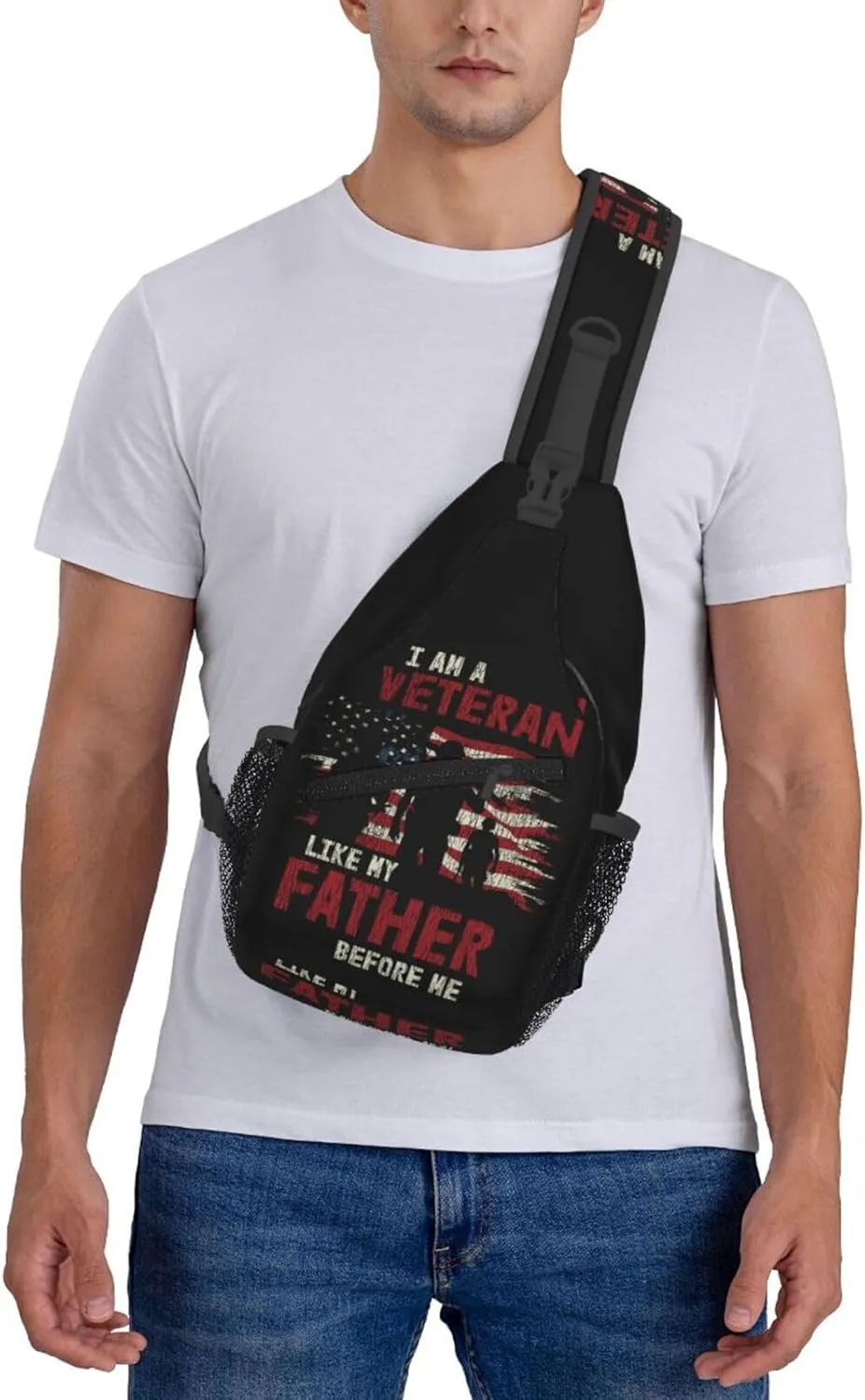 I Am A Veteran My Oath Of Enlistment Sling Bag Adjustable Crossbody Bag Casual Chest Bags Travel Shoulder Backpack