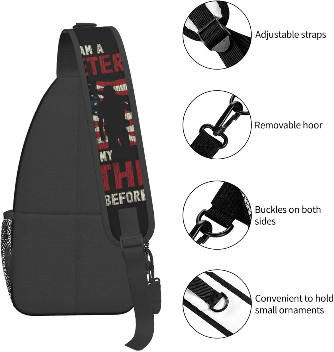 I Am A Veteran My Oath Of Enlistment Sling Bag Adjustable Crossbody Bag Casual Chest Bags Travel Shoulder Backpack