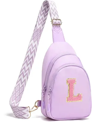 I IHAYNER Birthday Gifts for 3 4 5 6 7 8 9 10 11 12 13 Year Old Girls Small Initial Sling Bag for Travel Cute Crossbody Bag (Purple-L）