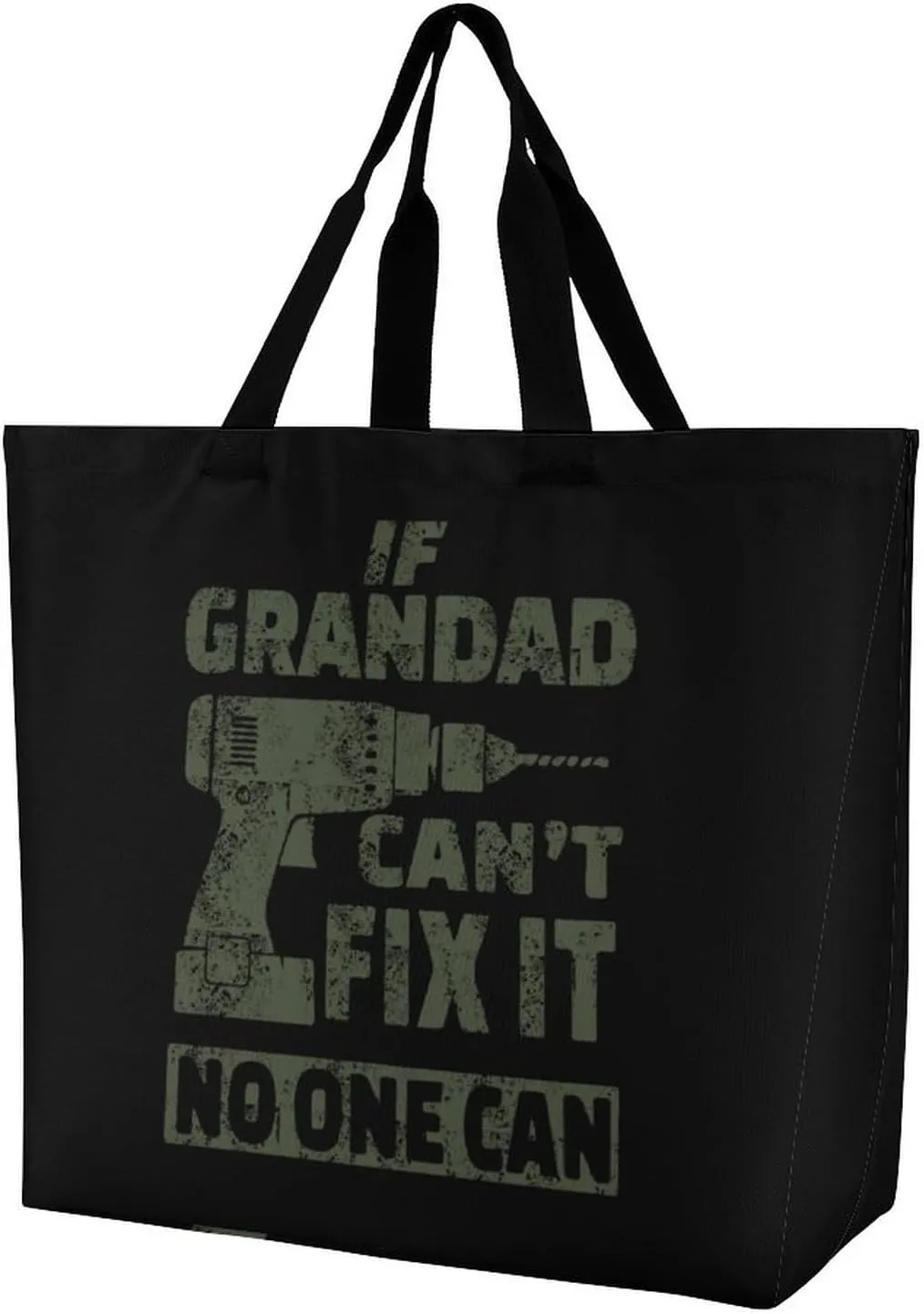 If Grandad Can't Fix It Reusable Grocery Bag Foldable Shopping Bags Tote Bags Shoulder Bag for Work Travel 40x40x16cm