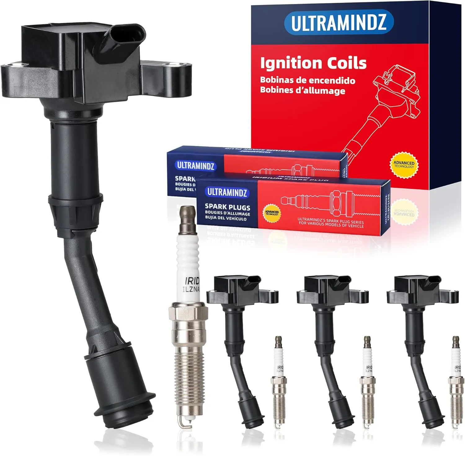 Ignition Coil Pack & Spark Plugs for Ford Fusion 2014 2015 2016 2017 2018 2019 2020 1.5 GTDI Turbo Escape 2017 2018 2019 1.5L Turbo EcoBoost GTDI Models L4 UF735 DG552 DG-554 DS7Z12029B, Set of 4