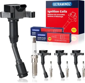 Ignition Coil Pack & Spark Plugs for Ford Fusion 2014 2015 2016 2017 2018 2019 2020 1.5 GTDI Turbo Escape 2017 2018 2019 1.5L Turbo EcoBoost GTDI Models L4 UF735 DG552 DG-554 DS7Z12029B, Set of 4