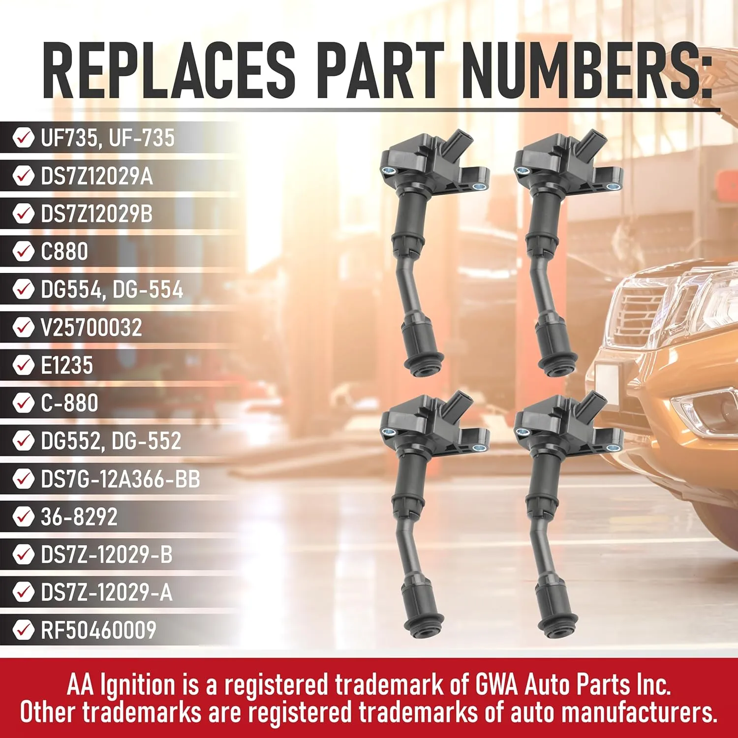 Ignition Coil Pack Set of 4 by AA Ignition - Compatible with Ford L4 1.5L - 2014, 2015, 2016, 2017, 2018, 2019, 2020 Fusion, 2017-2019 Escape - Replaces UF735, UF-735, DS7Z12029A, DG-552, GN10645