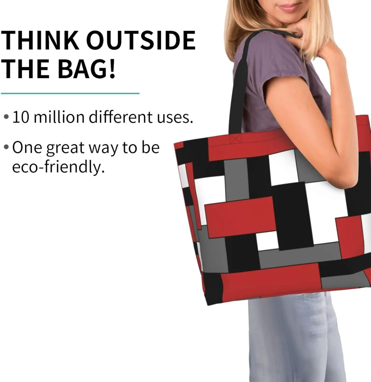 IMPCOKRU Large Tote Bag for Women Reuseable Handbag,Double Sided Priting Grocery Bag Foldable for Shopping Travel Activity