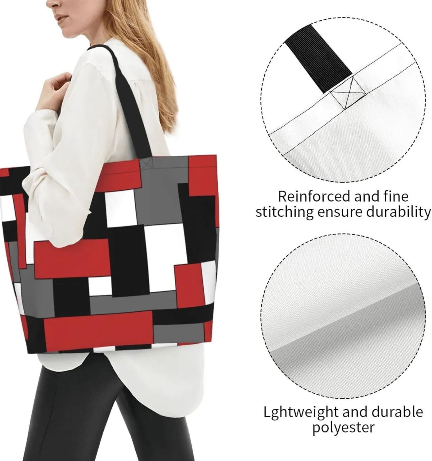 IMPCOKRU Large Tote Bag for Women Reuseable Handbag,Double Sided Priting Grocery Bag Foldable for Shopping Travel Activity