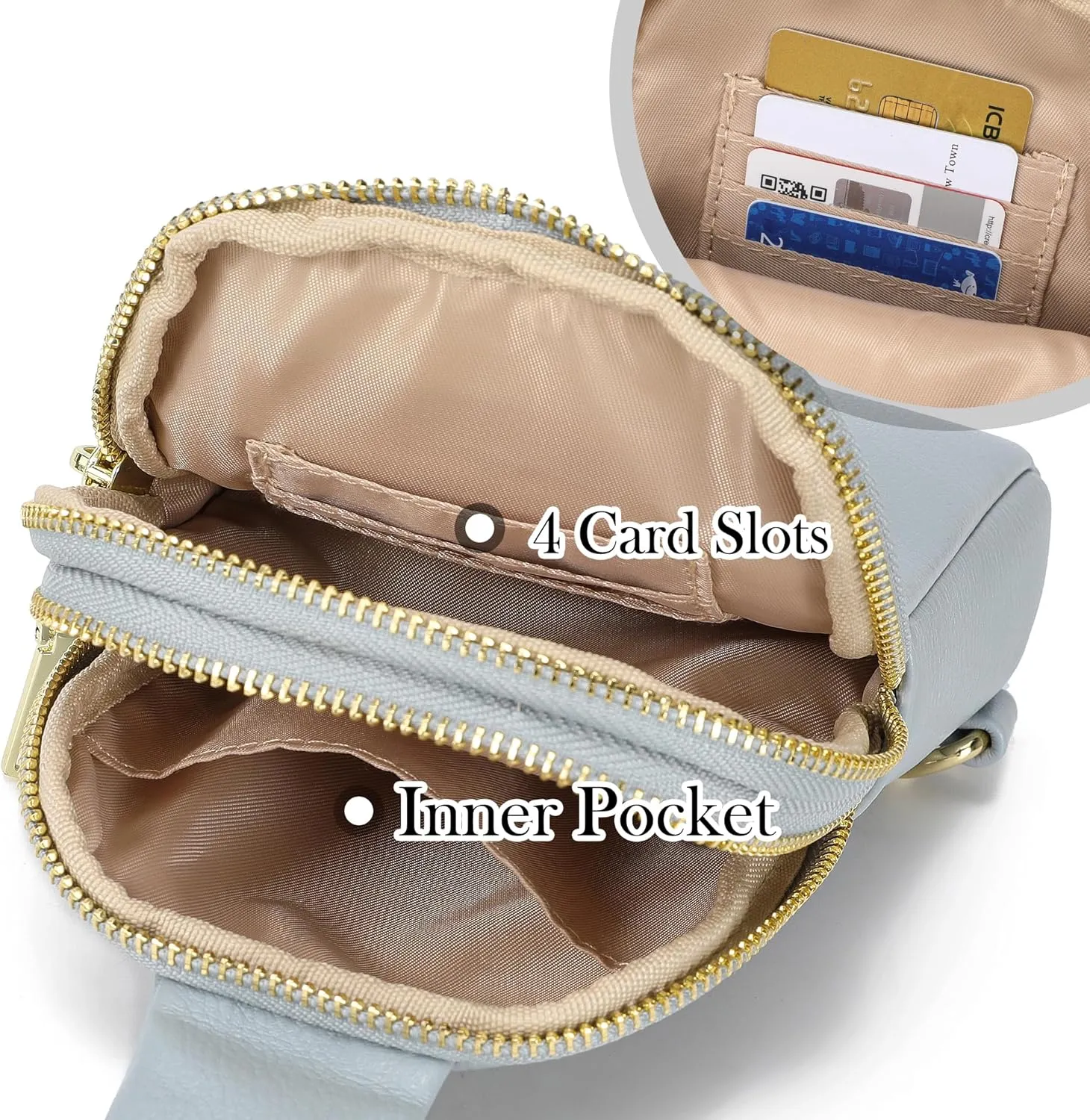 INICAT Small Crossbody Sling Bags for Women Vegan Leather Cell Phone Purse Fanny Packs for Women Men