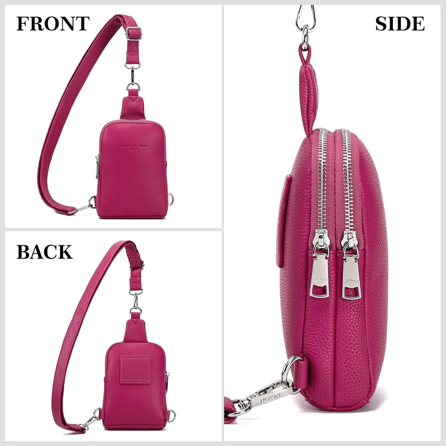 INICAT Small Crossbody Sling Bags for Women Vegan Leather Cell Phone Purse Fanny Packs for Women Men