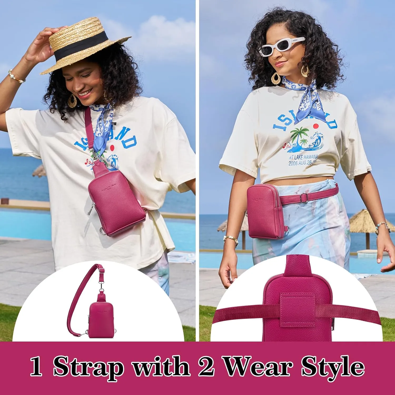 INICAT Small Crossbody Sling Bags for Women Vegan Leather Cell Phone Purse Fanny Packs for Women Men