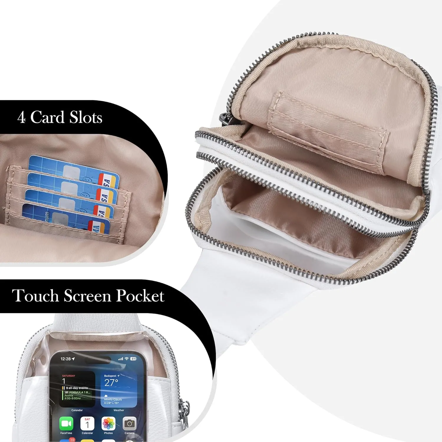 INICAT Small Crossbody Sling Bags for Women Vegan Leather Cell Phone Purse Fanny Packs for Women Men