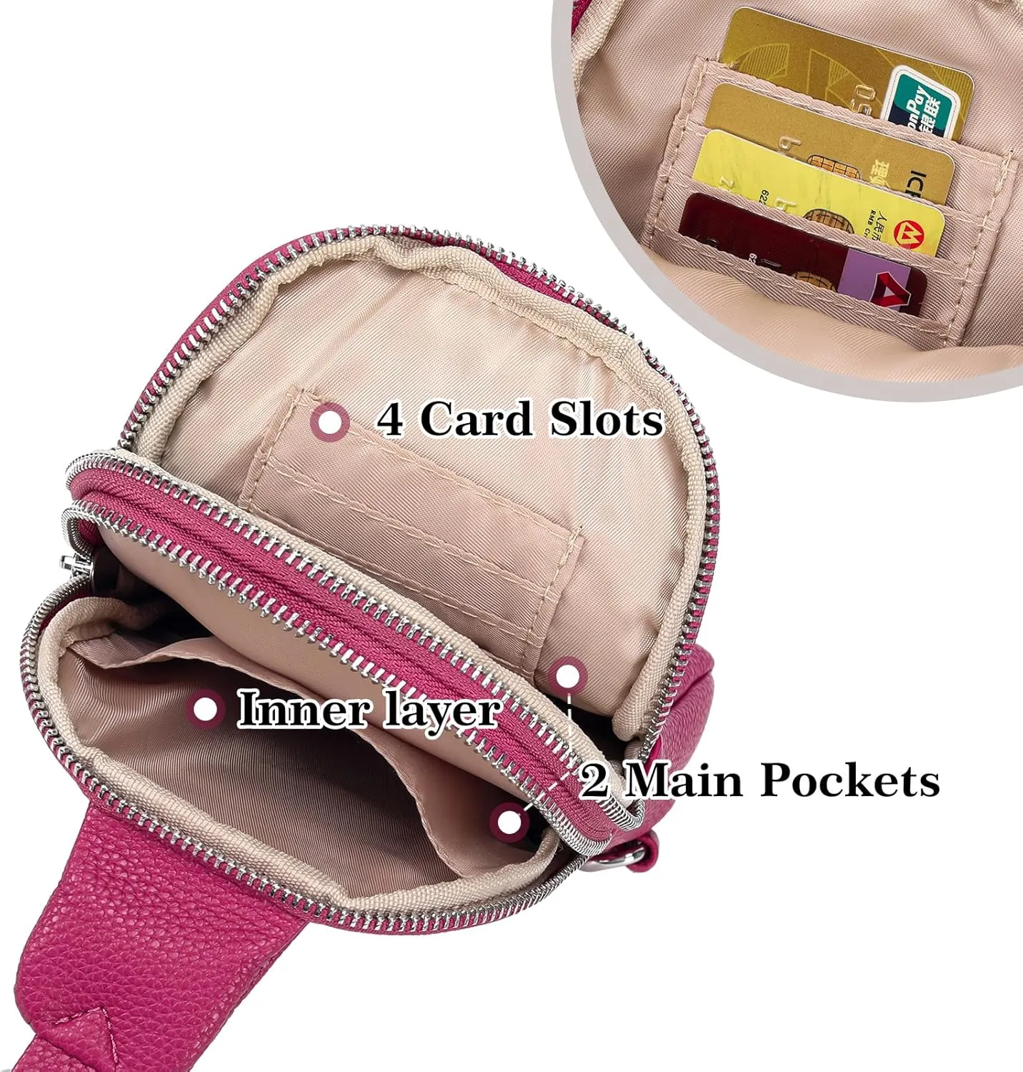 INICAT Small Crossbody Sling Bags for Women Vegan Leather Cell Phone Purse Fanny Packs for Women Men