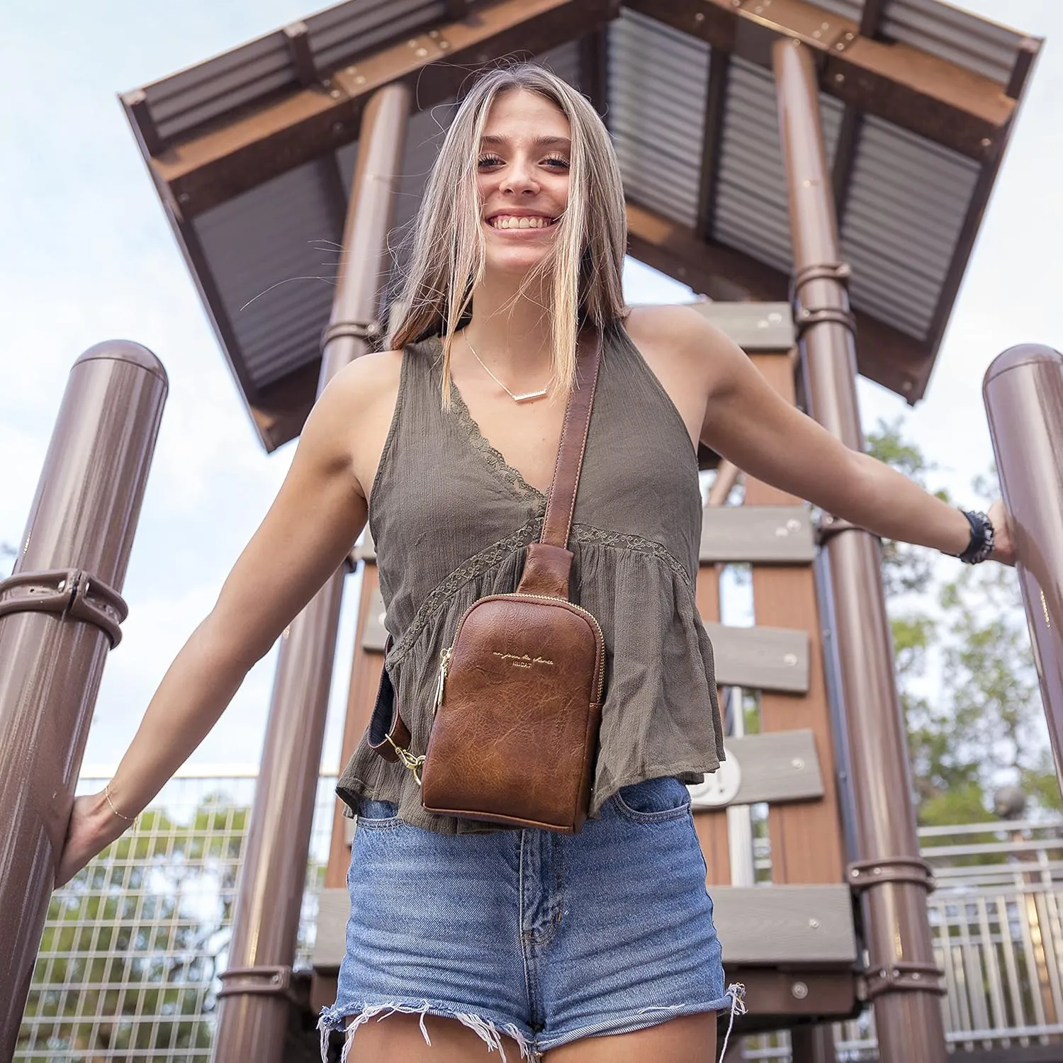 INICAT Small Crossbody Sling Bags for Women Vegan Leather Cell Phone Purse Fanny Packs for Women Men