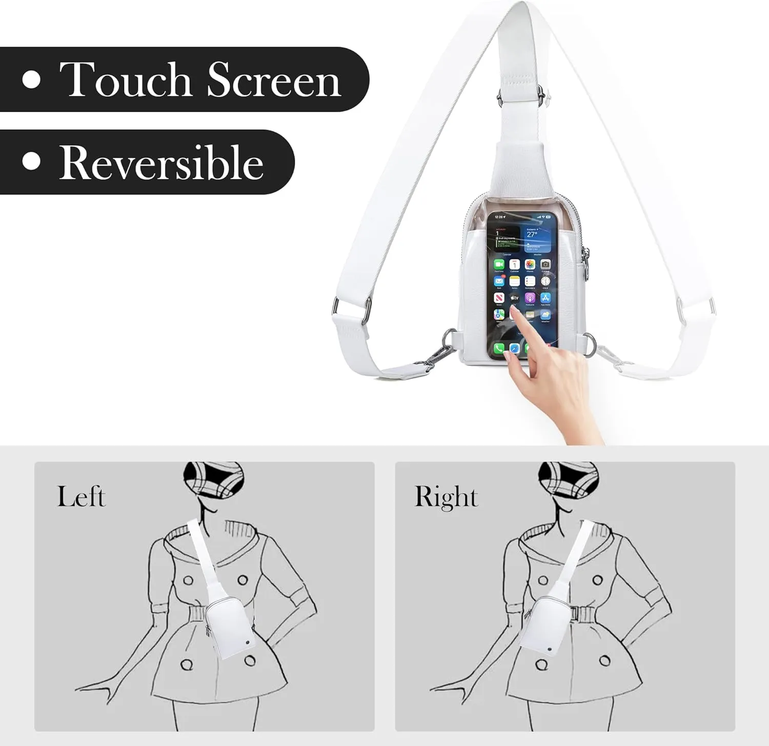 INICAT Small Crossbody Sling Bags for Women Vegan Leather Cell Phone Purse Fanny Packs for Women Men