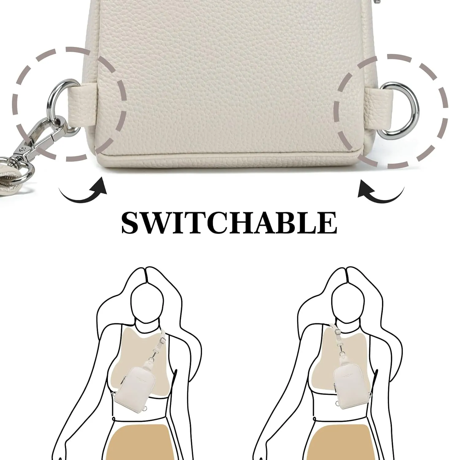 INICAT Small Crossbody Sling Bags for Women Vegan Leather Cell Phone Purse Fanny Packs for Women Men