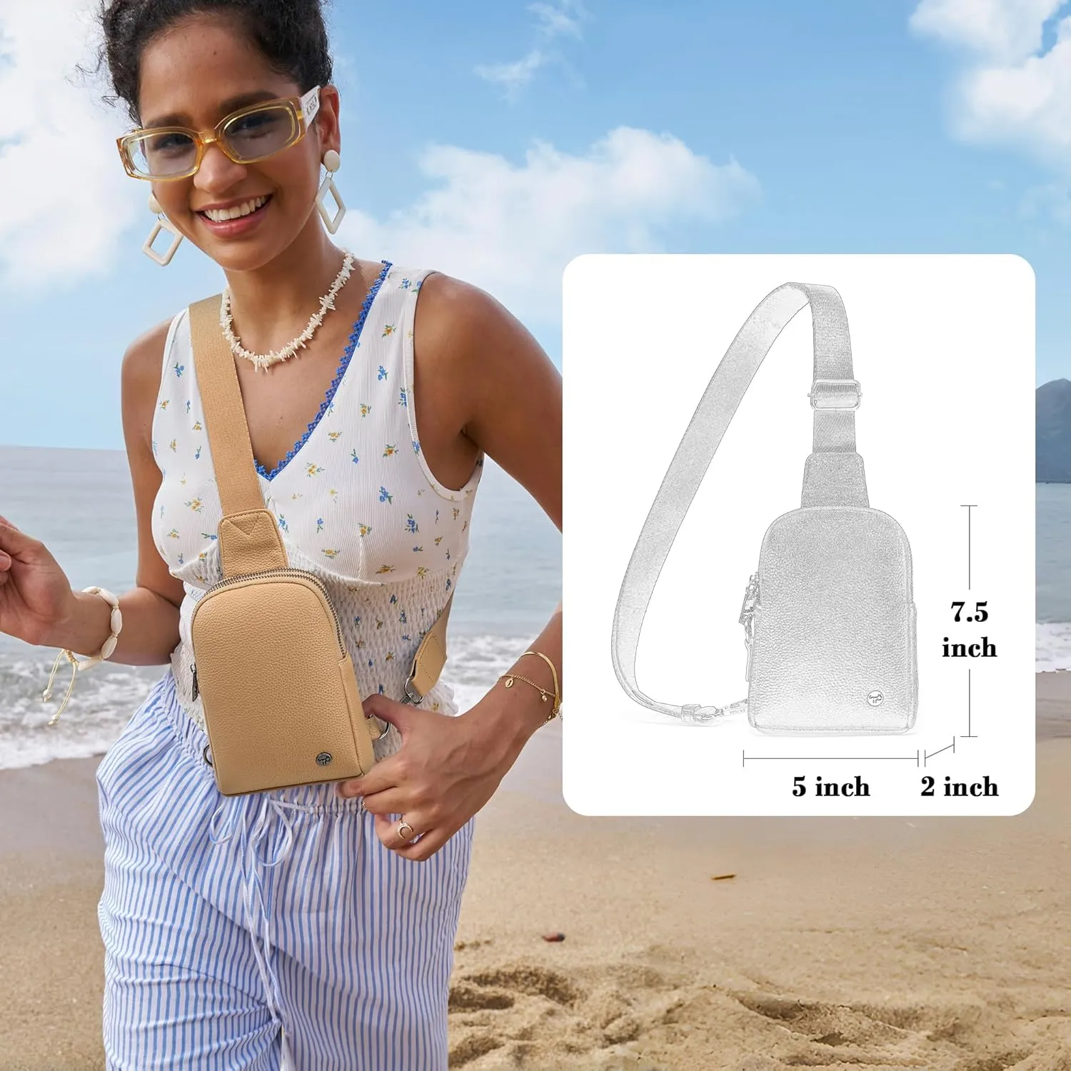 INICAT Small Crossbody Sling Bags for Women Vegan Leather Cell Phone Purse Fanny Packs for Women Men