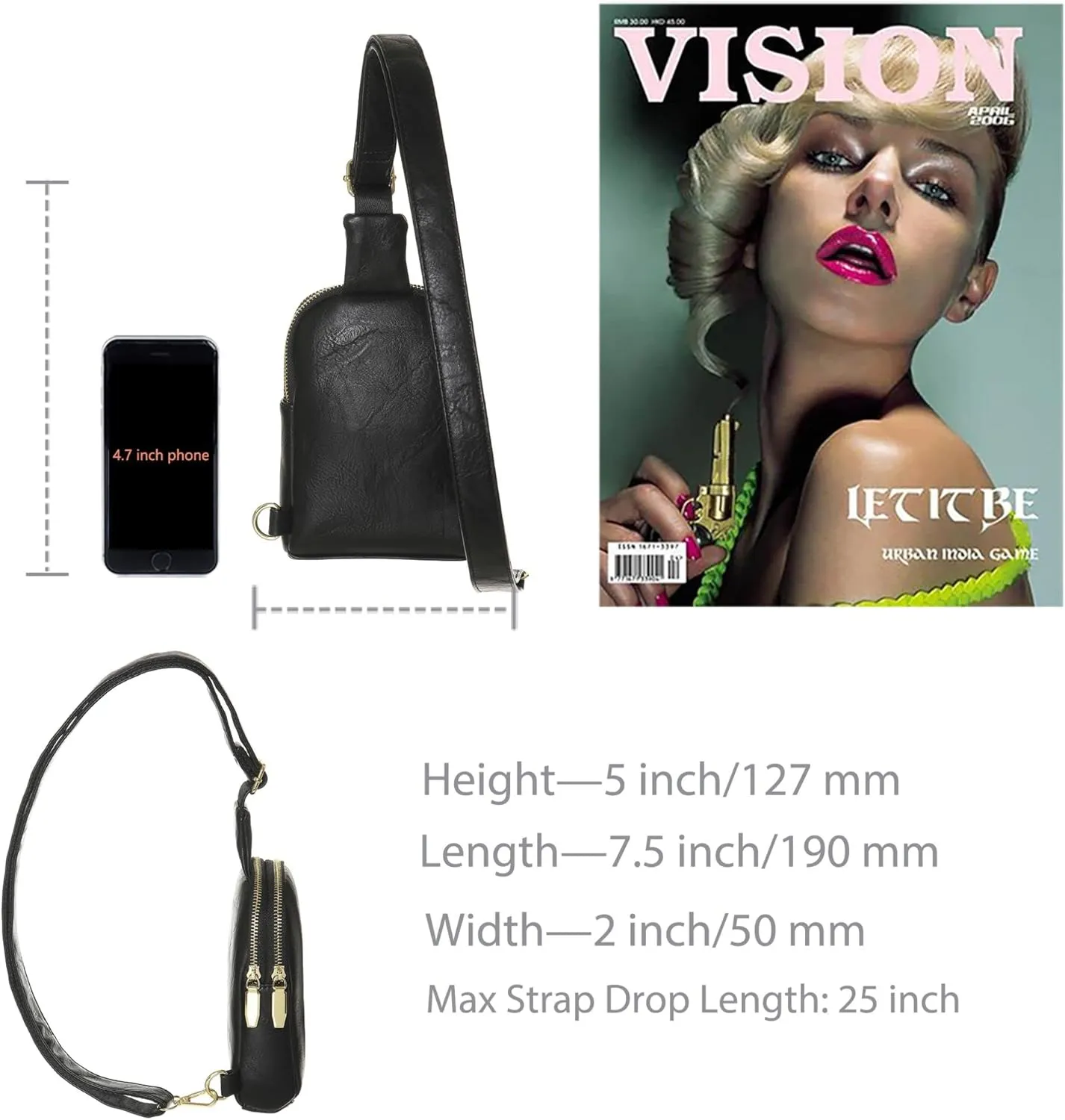 INICAT Small Crossbody Sling Bags for Women Vegan Leather Cell Phone Purse Fanny Packs for Women Men