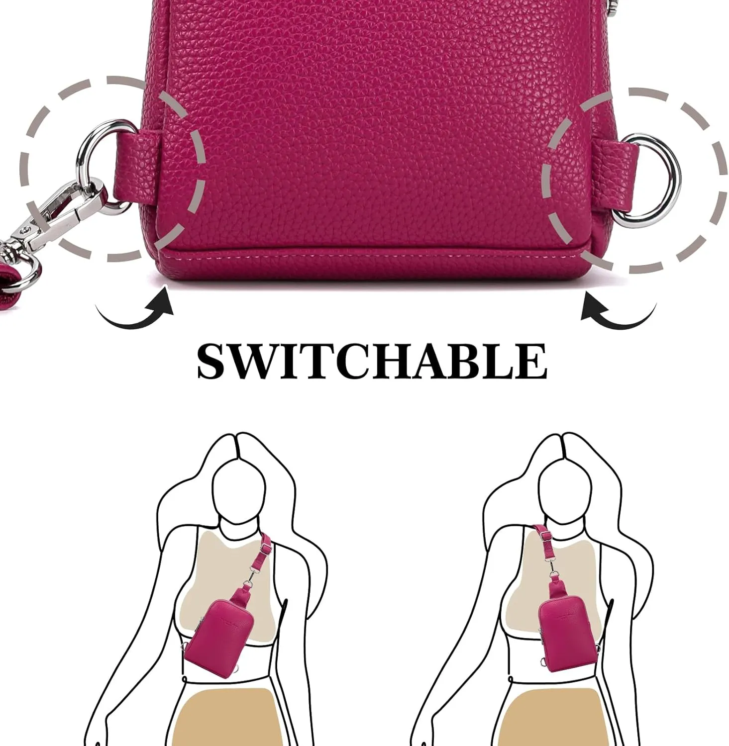 INICAT Small Crossbody Sling Bags for Women Vegan Leather Cell Phone Purse Fanny Packs for Women Men