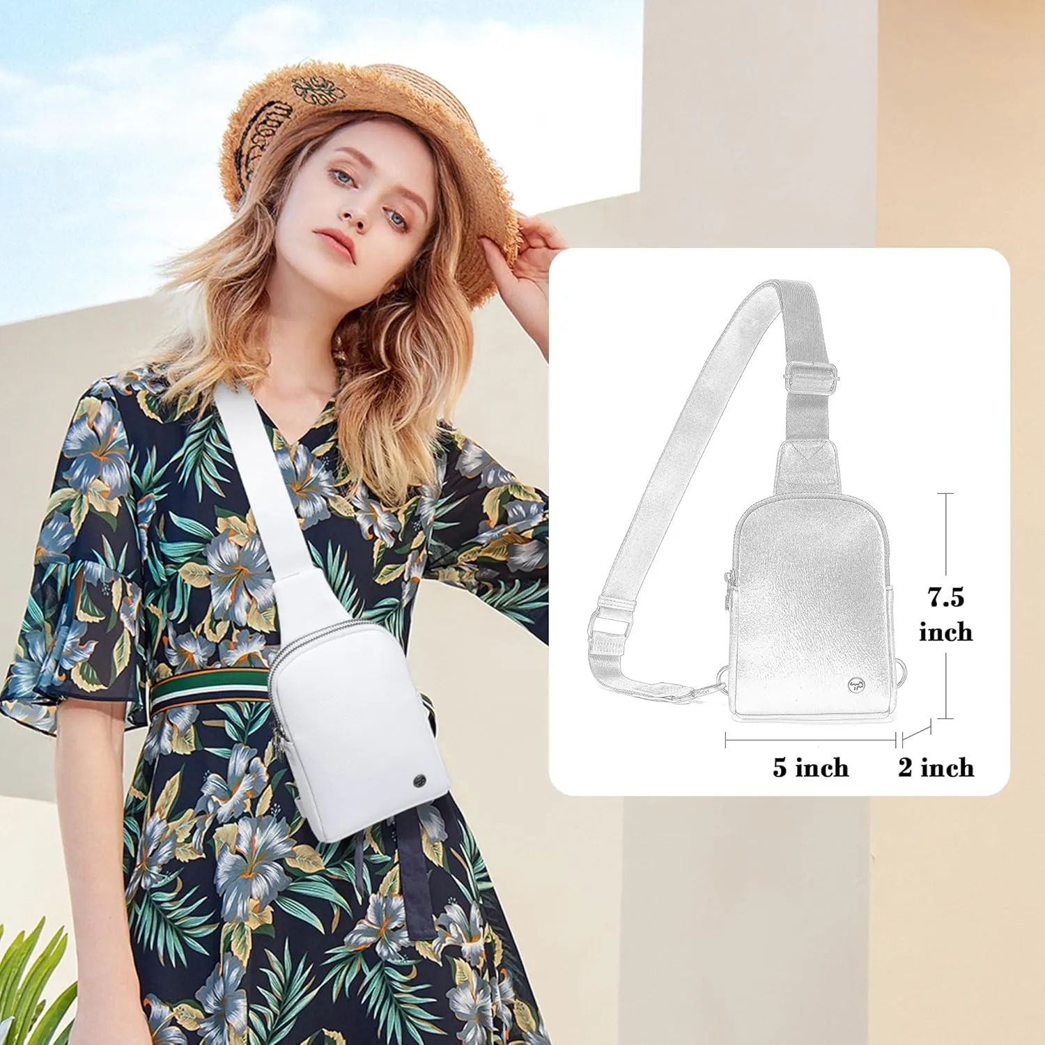 INICAT Small Crossbody Sling Bags for Women Vegan Leather Cell Phone Purse Fanny Packs for Women Men