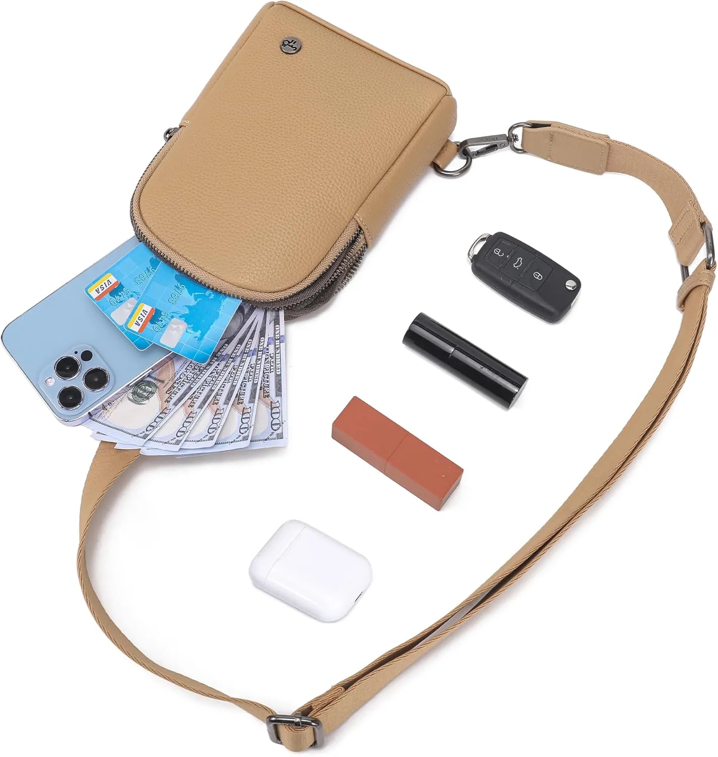 INICAT Small Crossbody Sling Bags for Women Vegan Leather Cell Phone Purse Fanny Packs for Women Men