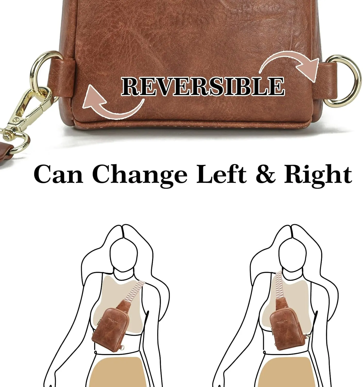 INICAT Small Crossbody Sling Bags for Women Vegan Leather Cell Phone Purse Fanny Packs for Women Men
