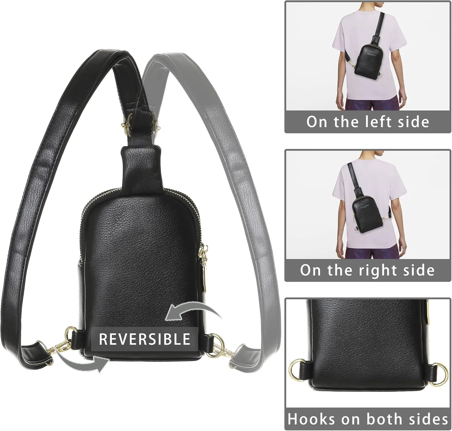 INICAT Small Crossbody Sling Bags for Women Vegan Leather Cell Phone Purse Fanny Packs for Women Men