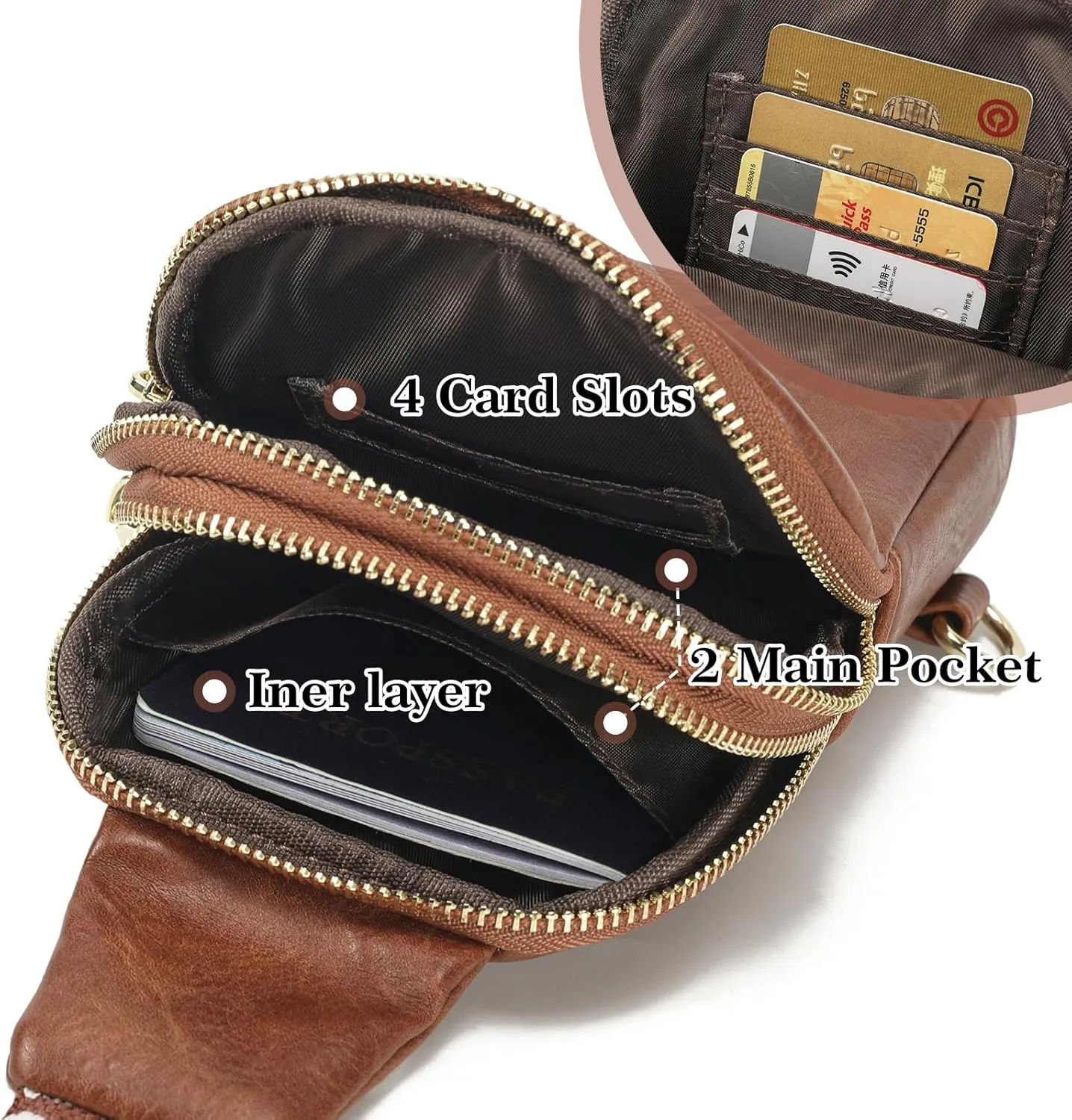 INICAT Small Crossbody Sling Bags for Women Vegan Leather Cell Phone Purse Fanny Packs for Women Men