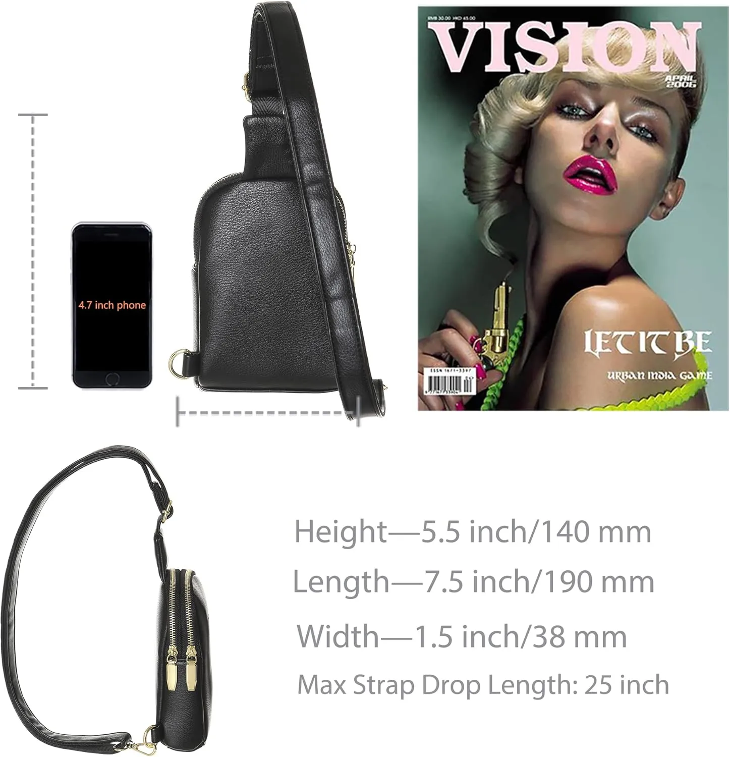 INICAT Small Crossbody Sling Bags for Women Vegan Leather Cell Phone Purse Fanny Packs for Women Men