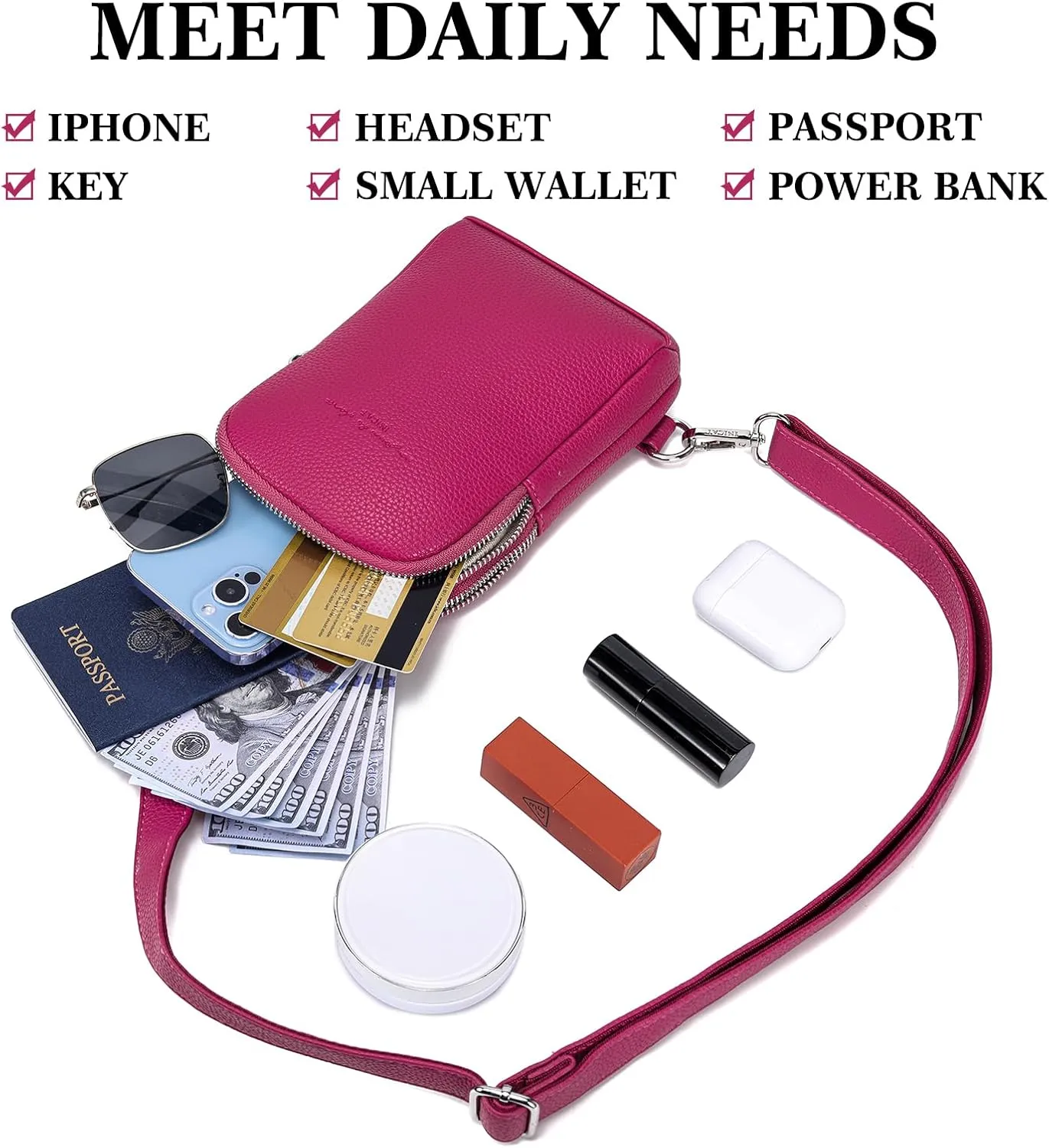 INICAT Small Crossbody Sling Bags for Women Vegan Leather Cell Phone Purse Fanny Packs for Women Men