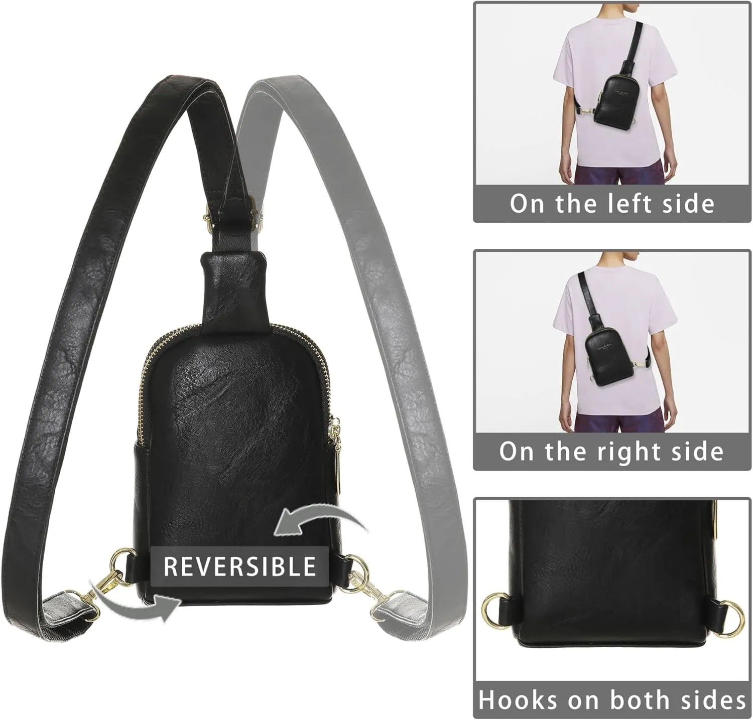 INICAT Small Crossbody Sling Bags for Women Vegan Leather Cell Phone Purse Fanny Packs for Women Men